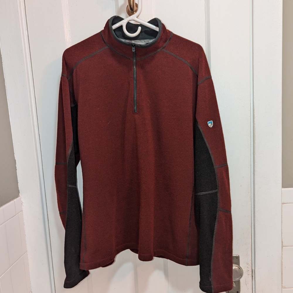 KÜHL 1/4 zip Long Sleeve Fleece - NWOT - Men's XXL - Maroon and Gray